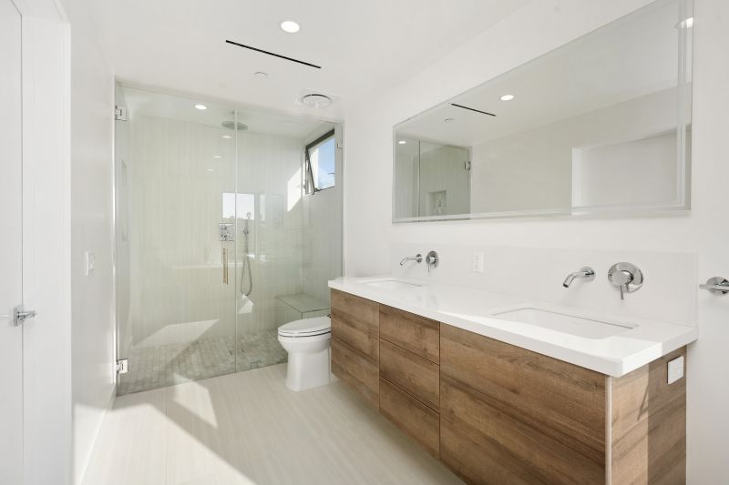 Bathroom showcasing custom storage solutions